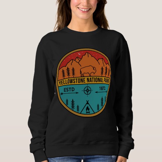 Yellowstone Nationalpark Retro Wyoming USA Bison Sweatshirt (Vorderseite)