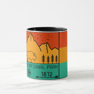 Yellowstone Nationalpark Retro Wyoming USA Bison Tasse