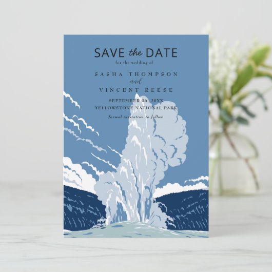 Yellowstone Nationalpark Save the Date Retro Einladung (Stehend Vorderseite)