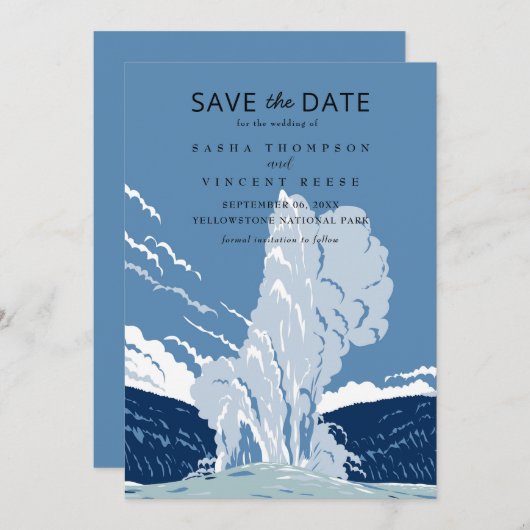Yellowstone Nationalpark Save the Date Retro Einladung (Vorne/Hinten)