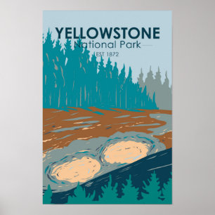Yellowstone-Nationalpark Schlammvulkan Vintage  Poster