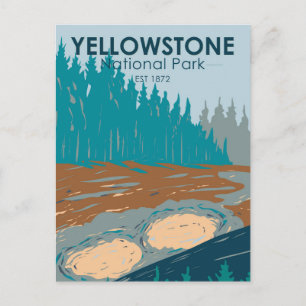 Yellowstone-Nationalpark Schlammvulkan Vintage Postkarte