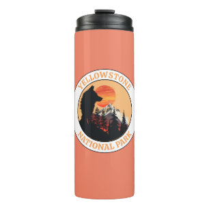 Yellowstone Nationalpark, Sonnenuntergang Wolf Art Thermosbecher