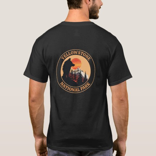 Yellowstone Nationalpark, Sunset Wolf Art, Circle T-Shirt (Rückseite)