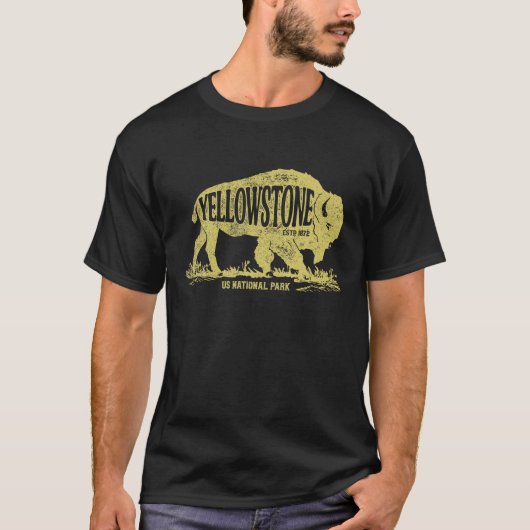 Yellowstone Nationalpark T Shirt US Bison Buffalo (Vorderseite)