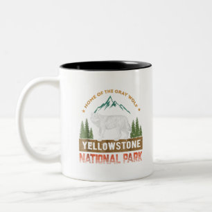 Yellowstone Nationalpark T-Shirt Wolf Vintage Herr Zweifarbige Tasse