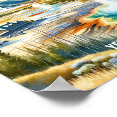 Yellowstone Nationalpark Travel Aquarell Poster (Ecke)