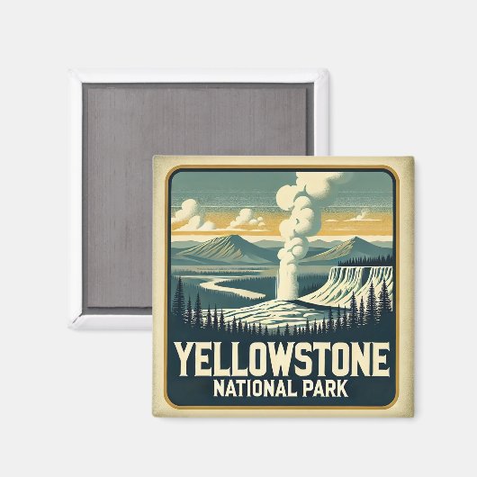 Yellowstone Nationalpark Untersetzer Magnet (Vorderseite/Rückseite)