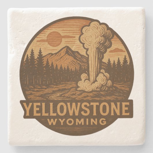 Yellowstone Nationalpark Untersetzer Stone (Vorderseite)