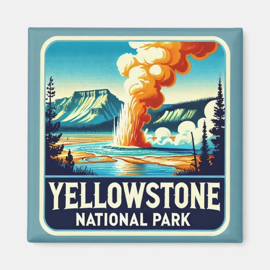 Yellowstone Nationalpark Untersetzer Stone Magnet (Vorne)