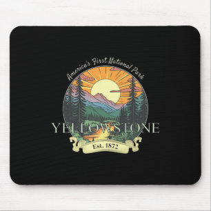 Yellowstone Nationalpark Urlaub Männer Frauen Retr Mousepad