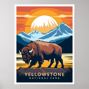 Yellowstone-Nationalpark USA Reiseillustration Poster
