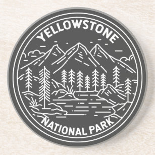 Yellowstone Nationalpark Vintag Monoline Getränkeuntersetzer