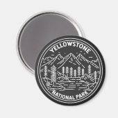 Yellowstone Nationalpark Vintag Monoline Magnet (Vorderseite/Rückseite)