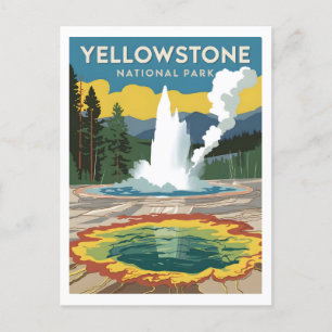 Yellowstone Nationalpark Vintag Postkarte