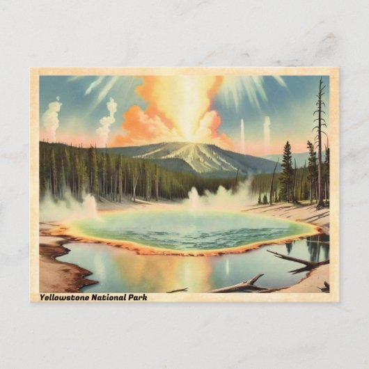 Yellowstone Nationalpark Vintag Postkarte (Vorderseite)