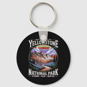 Yellowstone Nationalpark Vintage Berglandschaft Schlüsselanhänger