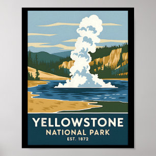 Yellowstone Nationalpark Vintage Camping Wandern M Poster
