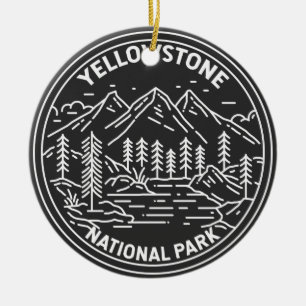 Yellowstone Nationalpark Vintage Monoline Keramik Ornament