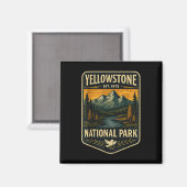 Yellowstone Nationalpark Vintage-Patch-Emblem Hik Magnet (Vorderseite/Rückseite)