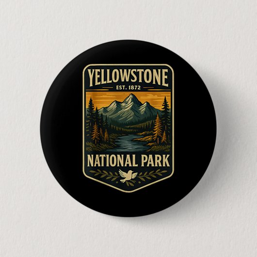 Yellowstone-Nationalpark Vintage-Patch-Emblem Wand Button (Vorderseite)