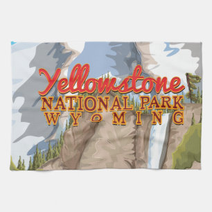 Yellowstone-Nationalpark Vintage-Plakat Geschirrtuch