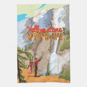 Yellowstone-Nationalpark Vintage-Plakat Geschirrtuch
