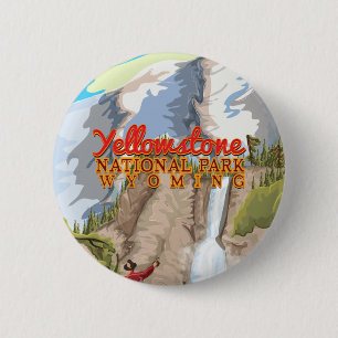 Yellowstone Nationalpark Vintage Poster Button