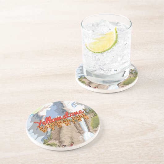 Yellowstone Nationalpark Vintage Poster Getränkeuntersetzer (Seite)