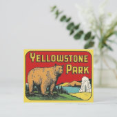Yellowstone Nationalpark Vintage Postkarte (Stehend Vorderseite)