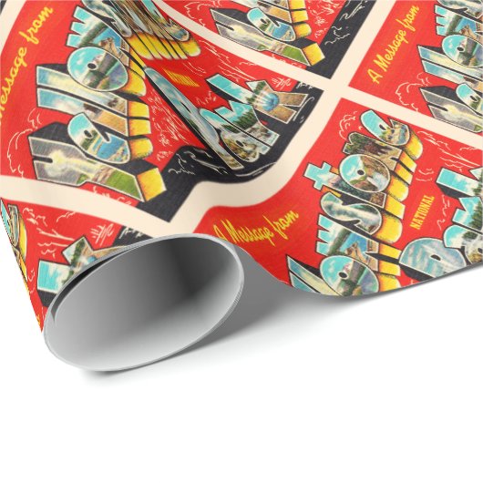 Yellowstone Nationalpark Vintage Postkarte Geschenkpapier (Rolleneckpunkt)