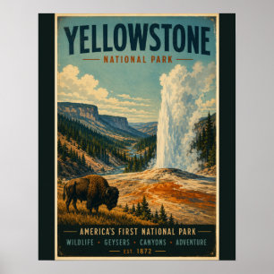 Yellowstone Nationalpark Vintage-Reiseposter wi Poster