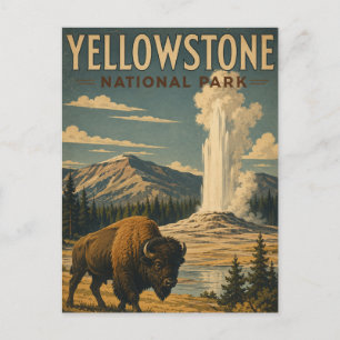 Yellowstone-Nationalpark Vintage WPA Style Bison Postkarte