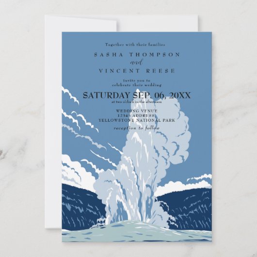 Yellowstone Nationalpark Wedding Invitation Retro Einladung (Vorderseite)