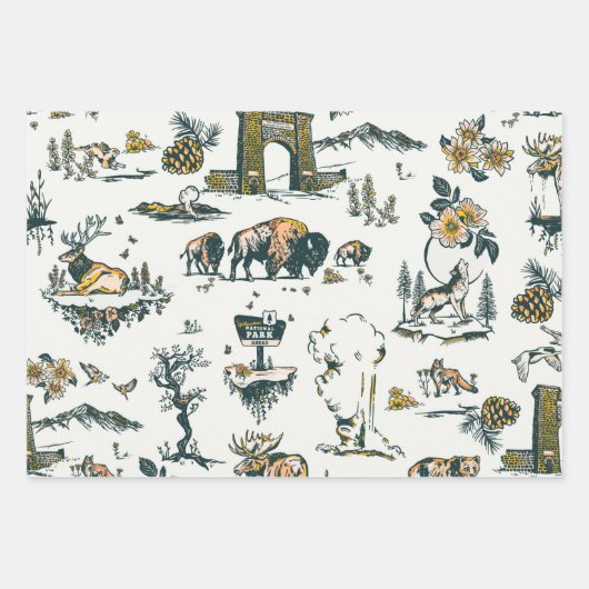 Yellowstone Nationalpark Wildlife Patches Geschenkpapier Set (Vorderseite 3)