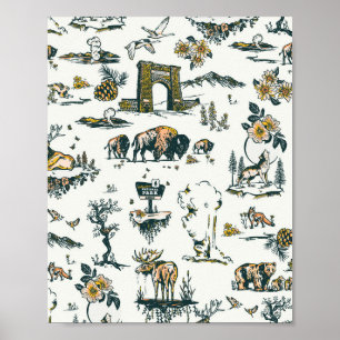 Yellowstone Nationalpark Wildlife Patches Poster