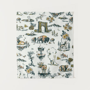 Yellowstone Nationalpark Wildlife Patches Wandteppich