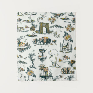 Yellowstone Nationalpark Wildlife Patches Wandteppich