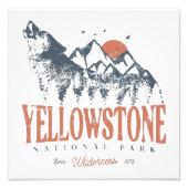 Yellowstone Nationalpark Wolf Berge Vintag Fotodruck (Vorne)