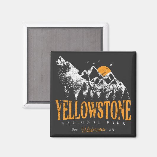 Yellowstone Nationalpark Wolf Berge Vintag Magnet (Vorderseite/Rückseite)