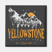 Yellowstone Nationalpark Wolf Berge Vintag Magnet (Vorne)