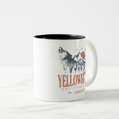 Yellowstone Nationalpark Wolf Berge Vintag Zweifarbige Tasse (VorderseiteRechts)