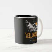 Yellowstone Nationalpark Wolf Berge Vintag Zweifarbige Tasse (VorderseiteRechts)