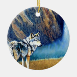 Yellowstone Nationalpark Wolf Malerei Keramik Ornament