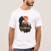 Yellowstone Nationalpark, Wolf Orange Sunset Art T-Shirt (Vorderseite)