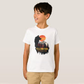 Yellowstone Nationalpark, Wolf Orange Sunset Art T-Shirt (Vorne ganz)