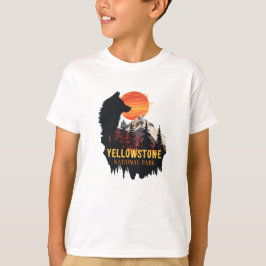 Yellowstone Nationalpark, Wolf Orange Sunset Art T-Shirt