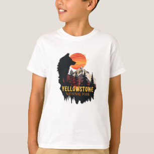 Yellowstone Nationalpark, Wolf Orange Sunset Art T-Shirt