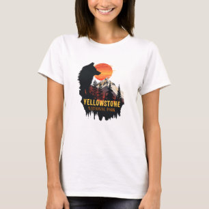 Yellowstone Nationalpark, Wolf Orange Sunset Art T-Shirt