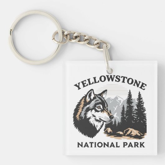 Yellowstone Nationalpark Wolf Schlüsselanhänger (Vorderseite)